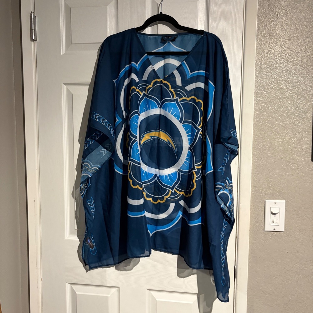 NFL Team Apparel Los Angeles Chargers Mandala Sheer Chiffon Coverup One Size